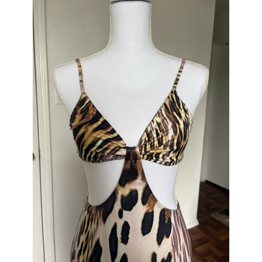 Shein Women’s Multicolor Cut Out Animal Print Maxi Dress Size XS Very Stretchy - Picture 4 of 11
